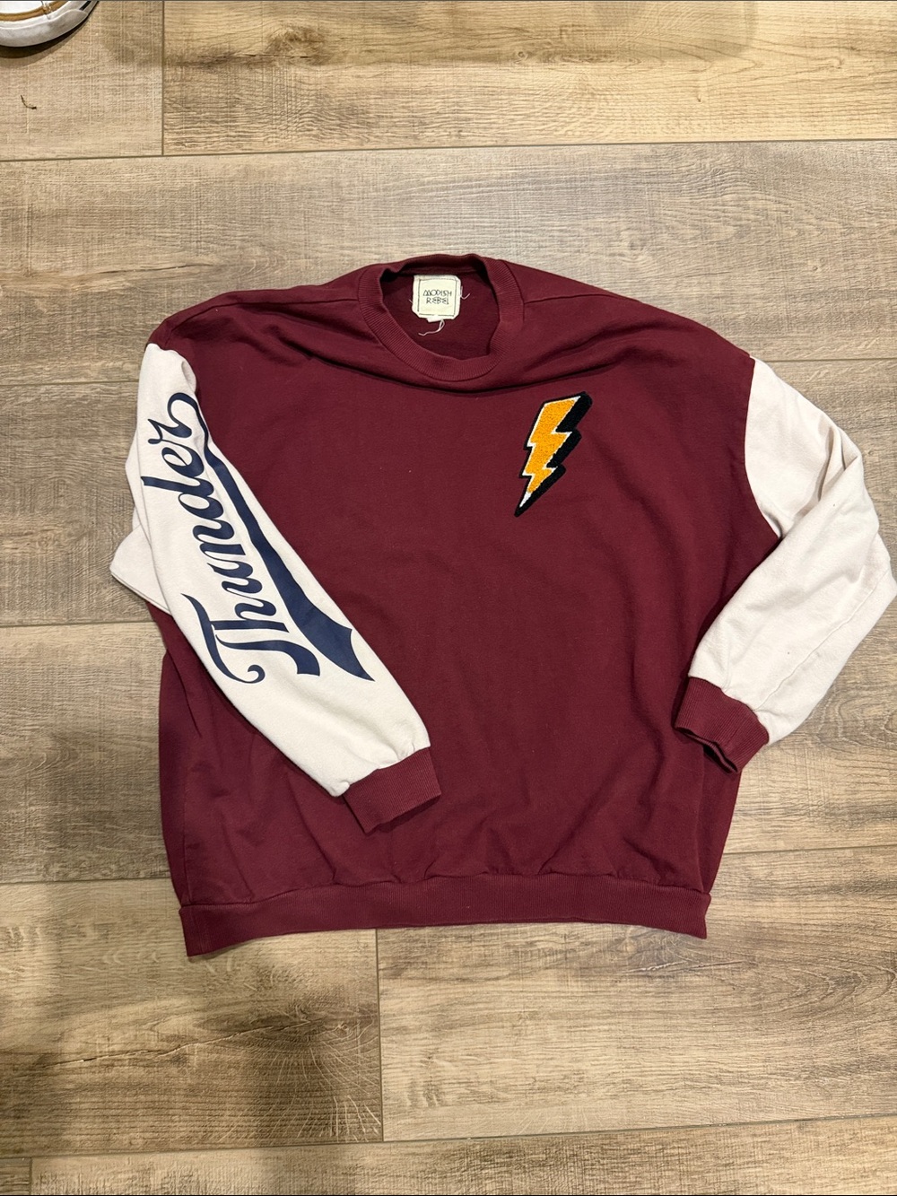 Crewneck Sweatshirt - Maroon with White Sleeve Accents
